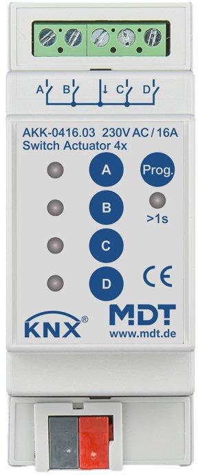 KNX Schaltaktor 4-fach 2TE REG 16&nbsp;A 230&nbsp;V&nbsp;AC Kompakt 70&nbsp;µF 10 EVG