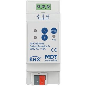 KNX Schaltaktor 2-fach 2TE REG 16 A 230 V AC Kompakt 70 µF 10 EVG