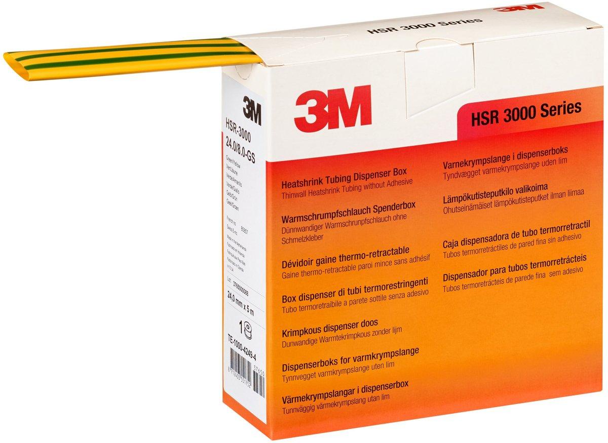 Warmschrumpfschl. dünnwandig o. Schmelzkleber 24/8mm 3:1 grün-gelb Box