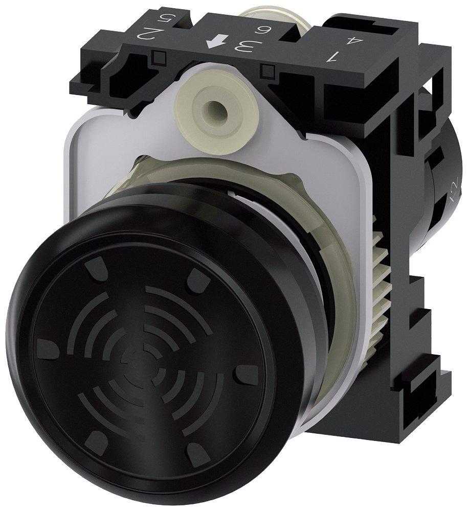 Akustischer Melder kompakt 22 mm rund Kunststoff schwarz Dauerton 45 kHz IP69