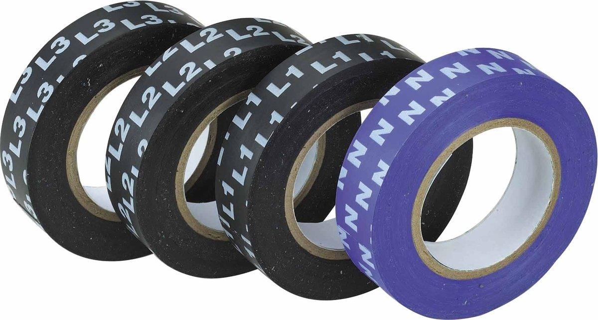 Isolierband Sortiment 4-teilig L1,L2,L3,N 15mmx10m