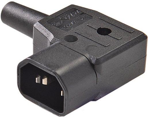 Geräteanschlussstecker 70°/10A mit Schutzkontakt abgewinkelte Leitungseinführung
