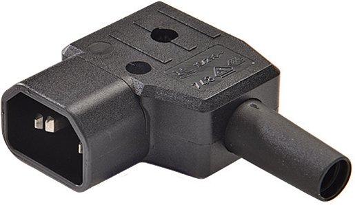 Geräteanschlussstecker 70°/10 A mit Schutzkontakt und Knickschutztülle