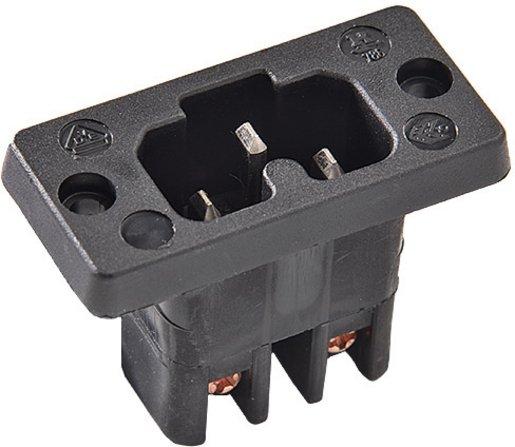 Gerätestecker 155°/10 A mit Schutzkontakt Flanschbefestigung