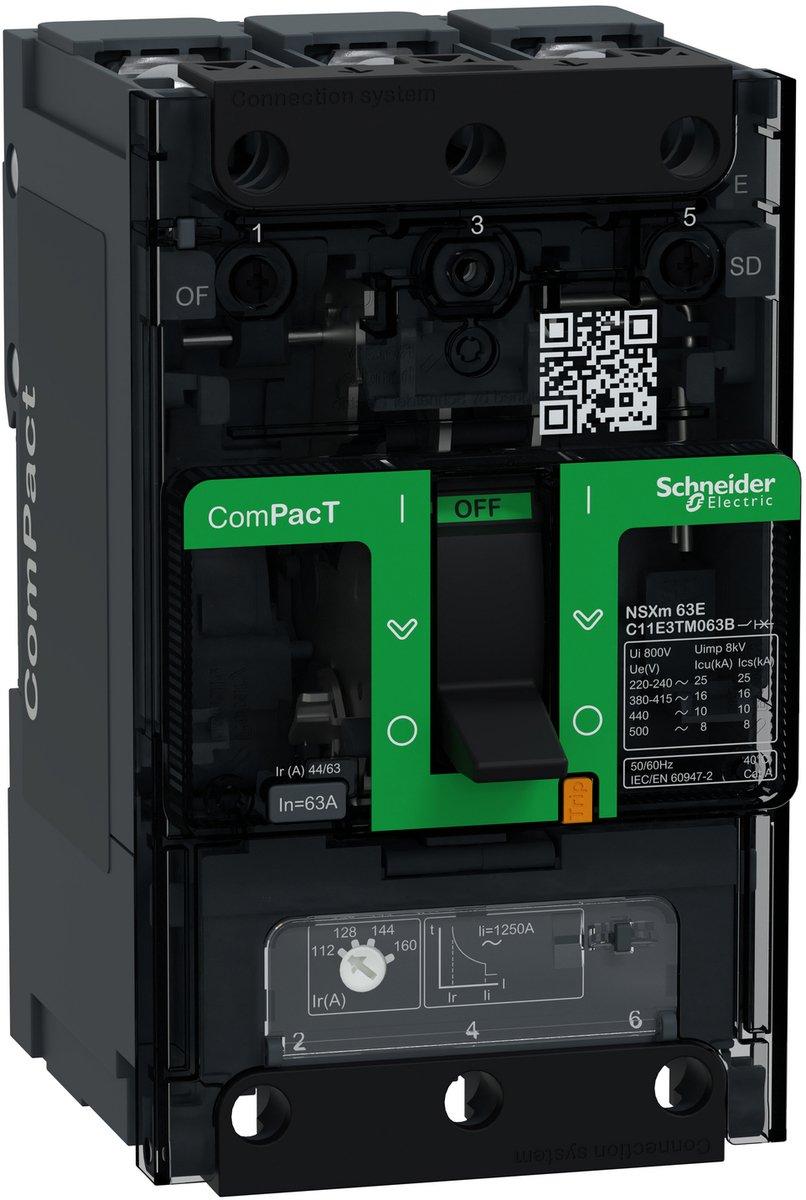 Kompaktleistungsschalter ComPacT NSXm 63 A mit TM63D 3P 16kA/415V Sammelschiene