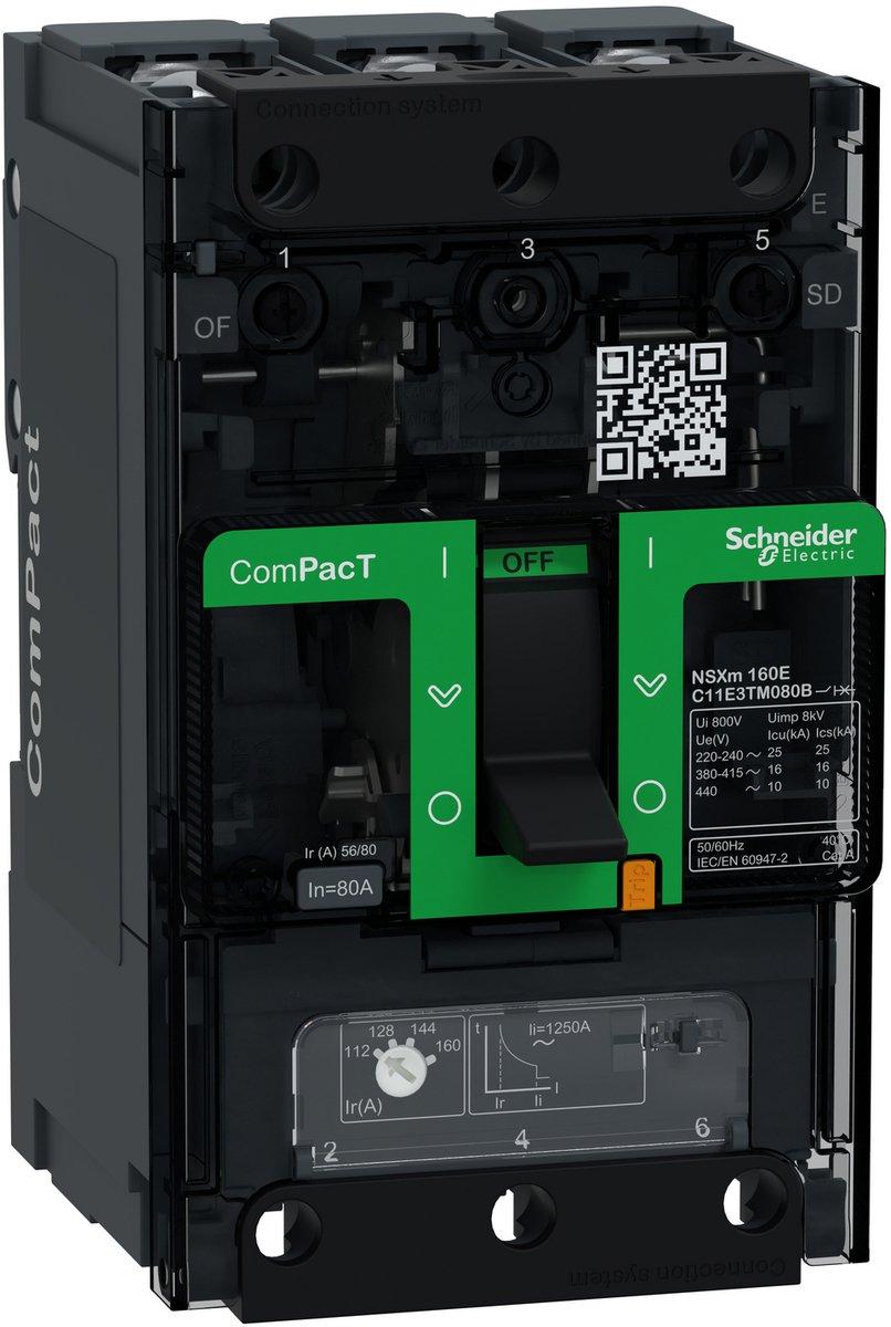Kompaktleistungsschalter ComPacT NSXm 80 A mit TM80D 3P 16kA/415V Sammelschiene