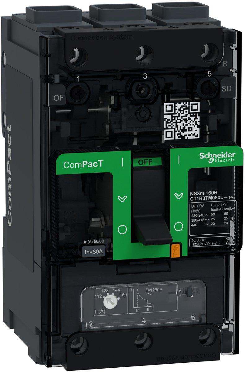 Kompaktleistungsschalter ComPacT NSXm 80 A mit TM80D 3P 25kA/415V EverLink