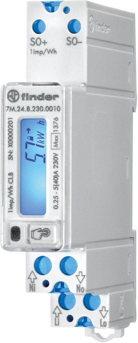 Zähler f. 1-Phasen Wechselstrom bis 40A LCD-Anzeige S0-Schnittstelle MID-konform