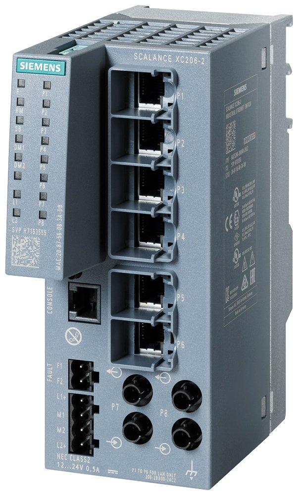 SCALANCE XC206-2 Managed - Layer 2 Switch - 6x RJ45 - 2x Multimode ST/BFOC