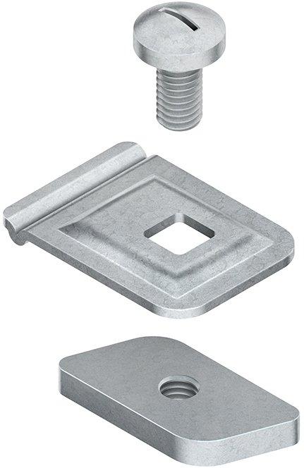 Trennstegbefestigungsklemme für 16mm Schlitzweite Stahl bandverzinkt