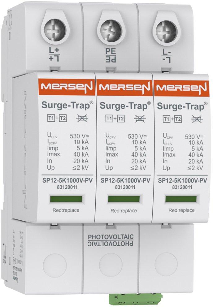 PV-Überspannungsableiter Typ 1+2 5kA 1000VDC 1+ 1- 3-polig 3TE steckbar FM