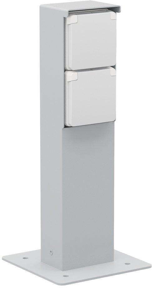 Spritzwassergeschützte Anschlusssäule mit Doppelsteckdose 347x83x68mm grau