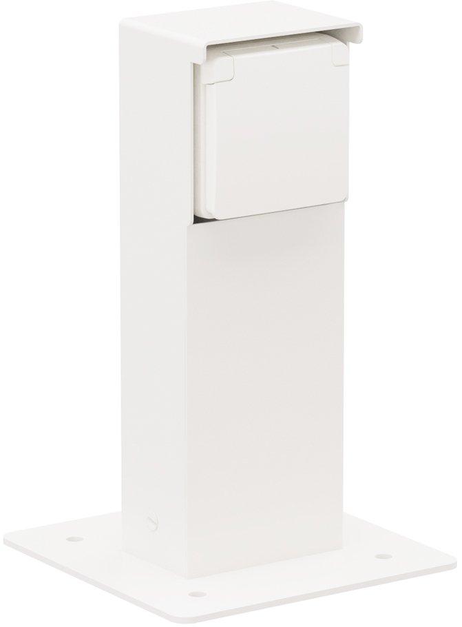 Spritzwassergeschützte Anschlusssäule mit Einzelsteckdose 240x83x68mm weiß