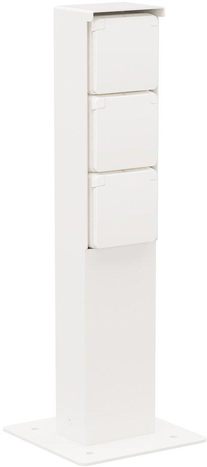 Spritzwassergeschützte Anschlusssäule mit Dreifachsteckdose 422x83x68mm weiß