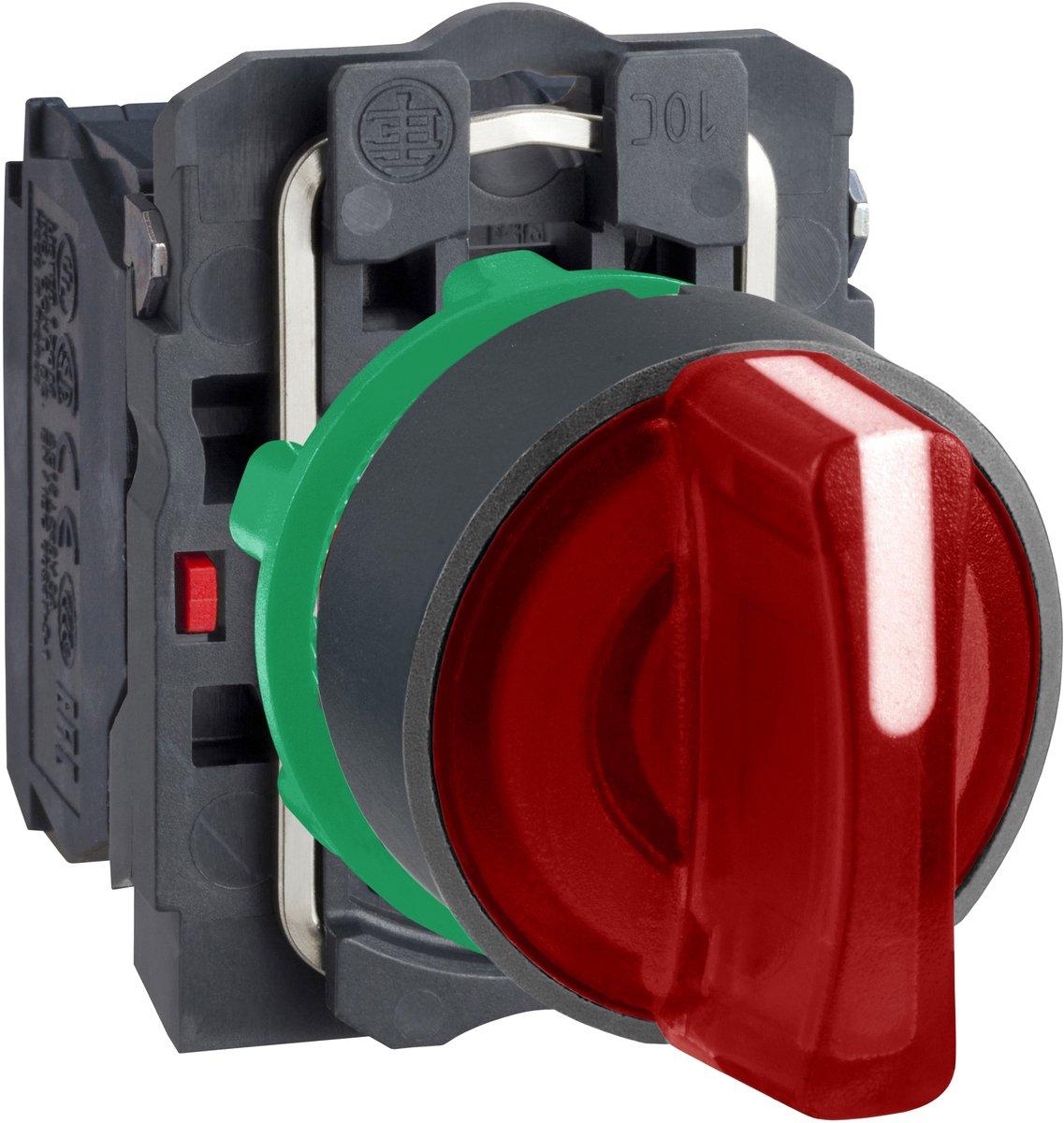 Leuchtwahlschalter Harmony XB5 rot 22mm LED 3 Stellungen 1S + 1Ö 230-240V AC
