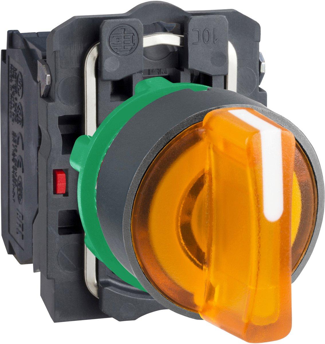 Leuchtwahlschalter Harmony XB5 orange 22mm LED 3 Stellungen 1S + 1Ö 24V