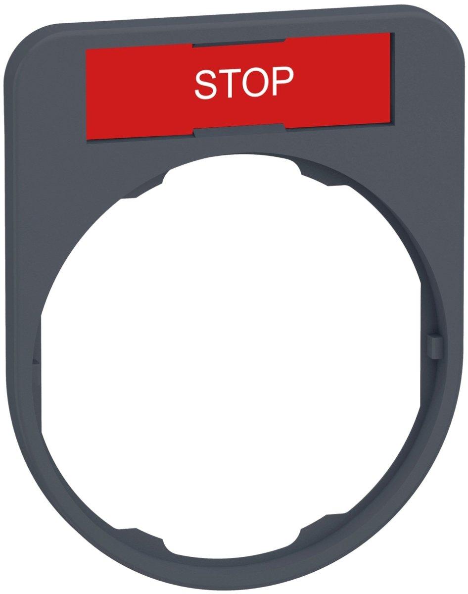 Schildträger 40x50mm mit Schild STOP für Harmony 30mm in grau
