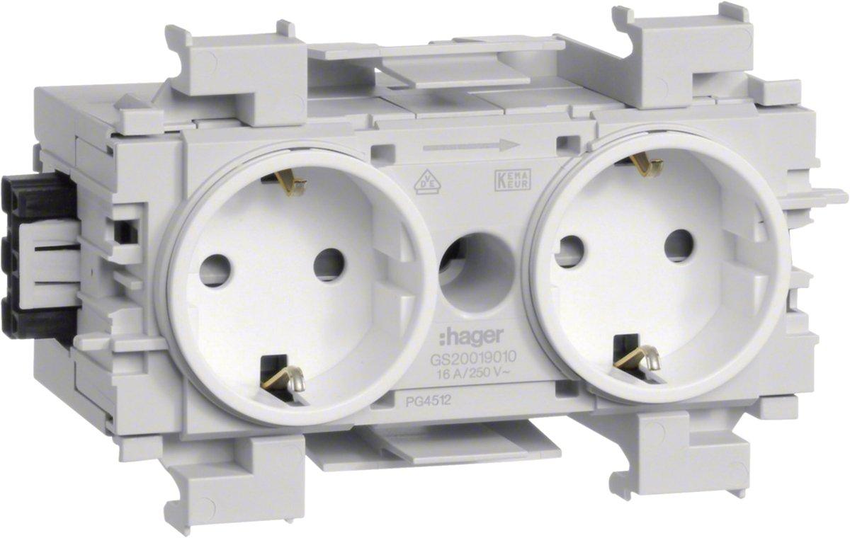 Steckdose 2-fach mit Wago Steck-/Klemmtechnik Frontrastend in verkehrsweiß