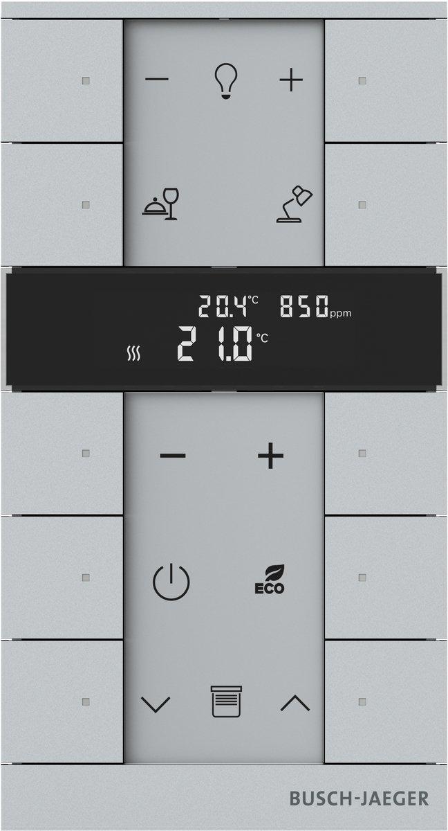 Busch-Tenton 10-fach mit RTR IAQ mit Display alusilber - Busch-free@home TP