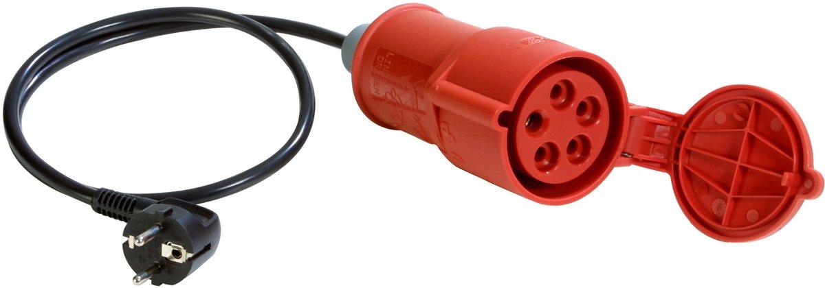 Messadapter für 3ph Verbraucher 32A CEE-Kupplung 5p auf 32A Schutzkontaktstecker
