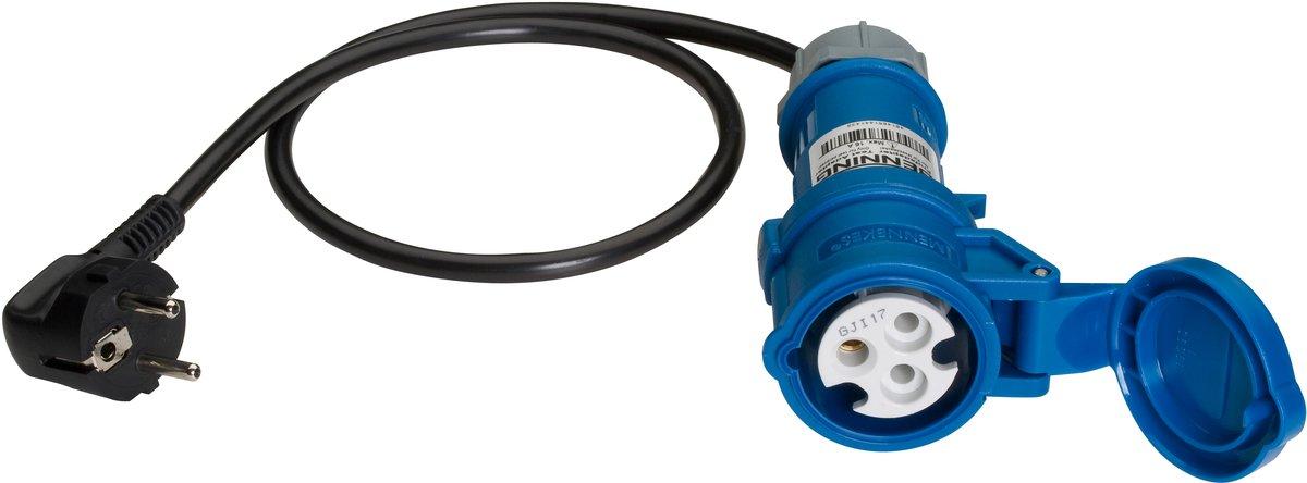 Messadapter für 1ph Verbraucher 32A CEE-Kupplung 3p auf 32A Schutzkontaktstecker
