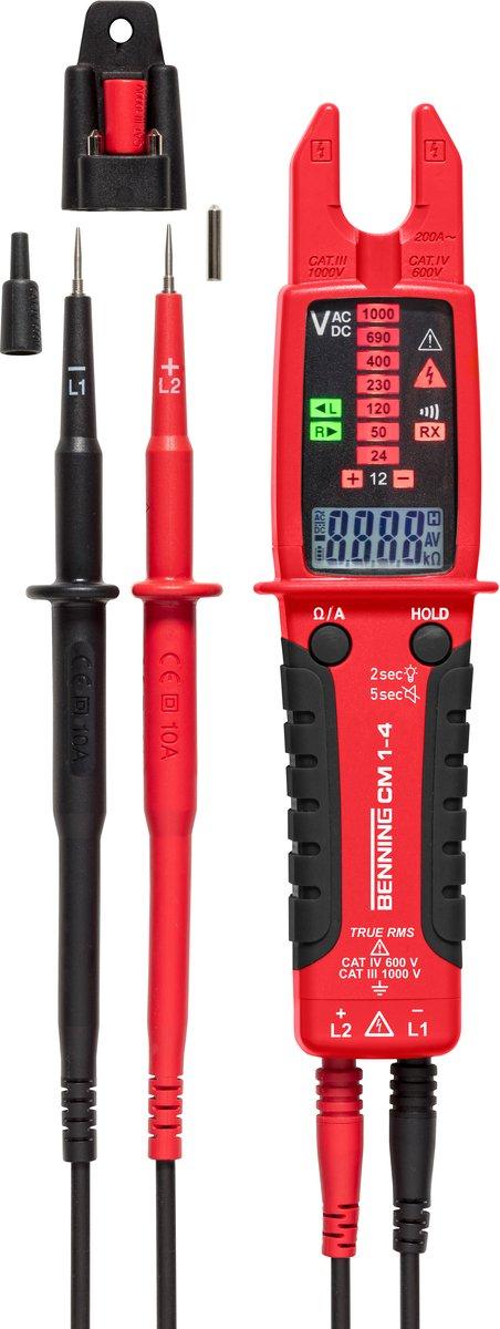 TRMS-Stromzangen-Multimeter 200A AC - 1000V AC/DC Drehfeld - Phase - Polarität