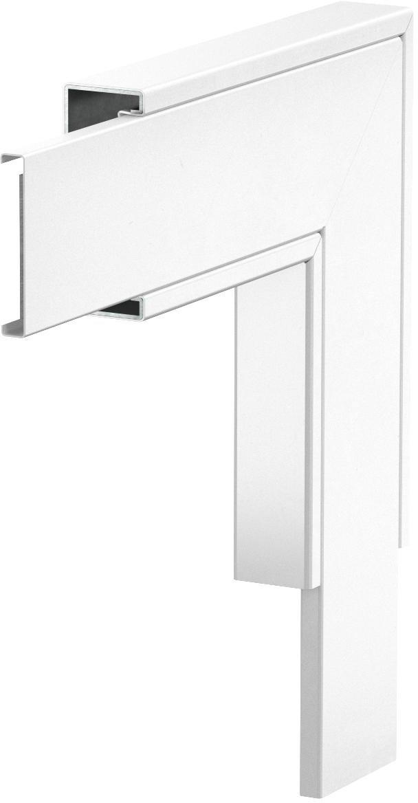 Flachwinkel mit Brandschutzgewebe 350x350x40 mm Stahl pulverbeschichtet reinweiß