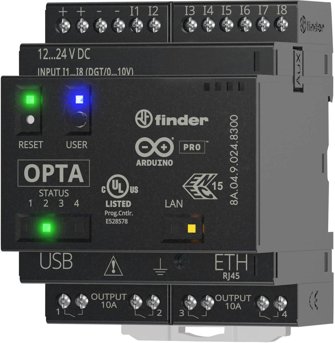Logikrelais 24V DC - 8/4 Ein- Ausgänge 10A - USB-C / RJ45 - Open Source / Cloud