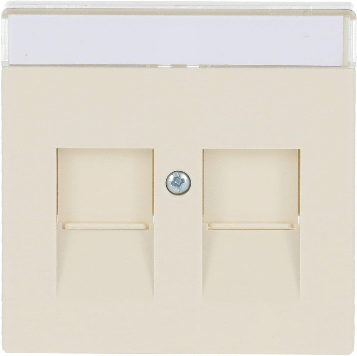 Zentralscheibe Modular-Jack 2-fach mit Beschriftung elfenbeinweiß - Plattform 63