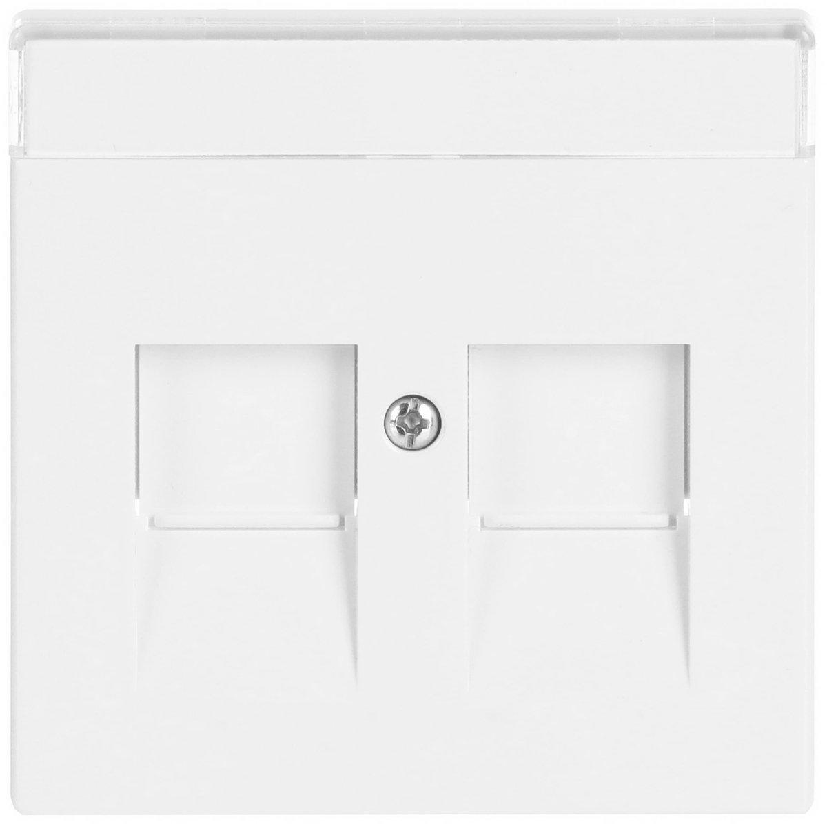 Zentralscheibe Modular-Jack 2-fach mit Beschriftung studioweiß - Plattform 63