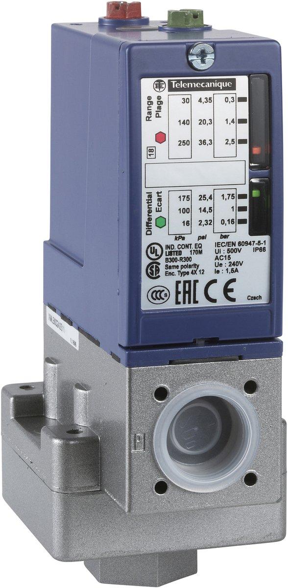 XMLB-Druckschalter 2,5 Bar einstellbare Hyst. 2 Schaltp. 1Ö/1S Pg13
