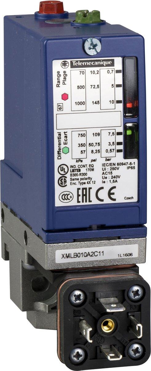XMLB-Druckschalter 10 Bar einstellbare Hyst. 2 Schaltp. 1Ö/1S DIN