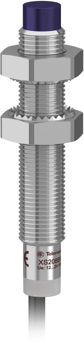 XS2-Indu. Näherungsschalter M8 L42 mm Messing Sn 2,5 mm 12-24 V DC 2 m Kabel