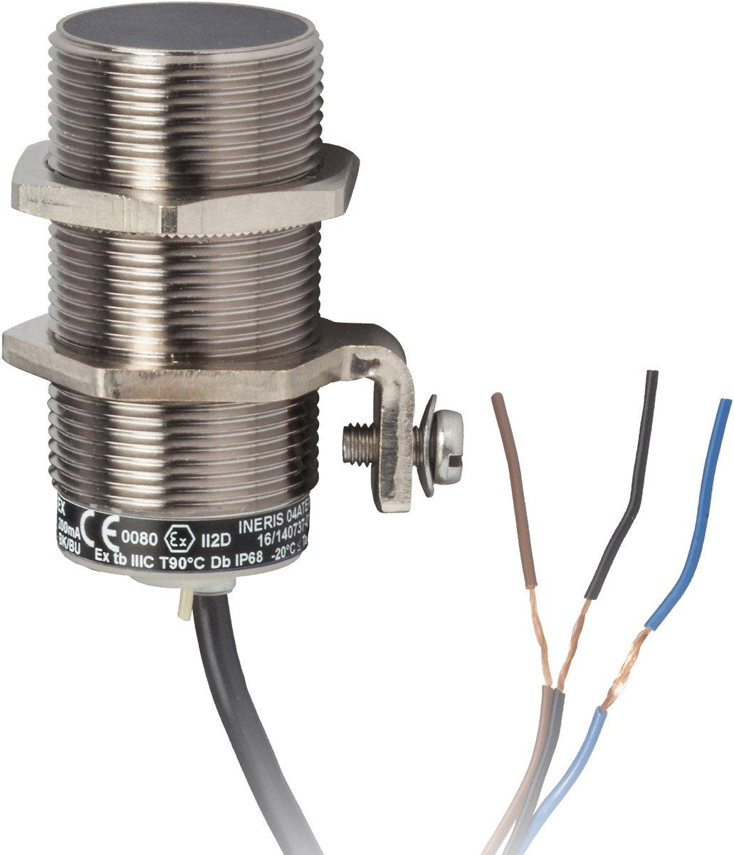 XS6-Indu. Näherungsschalter M30 L62mm Mes. Sn 15mm 12-48 V DC 10m Kabel ATEX