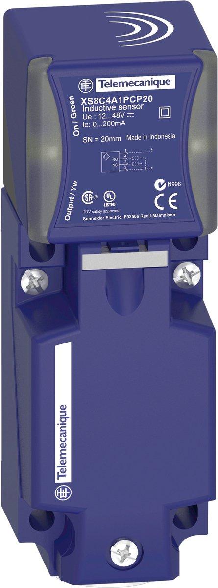 XS8-Indu. Näherungsschalter 40x40x117 PBT Sn 20mm 12-48 V DC Klemmen