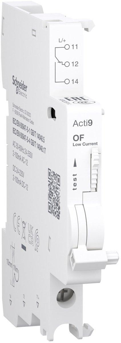 Hilfskontak Acti9 O 2mA bis 100m 24VAC bis 250V 24VDC bis 220V Anschluss unten