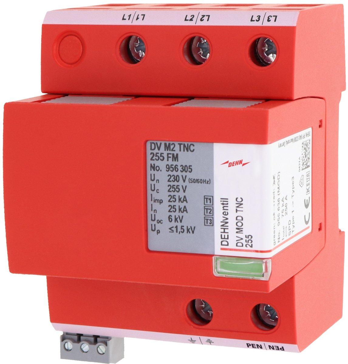 Kombi-Ableiter Typ1+2+3 DEHNventil M2 dreipolig für TNC-Systeme mit FM