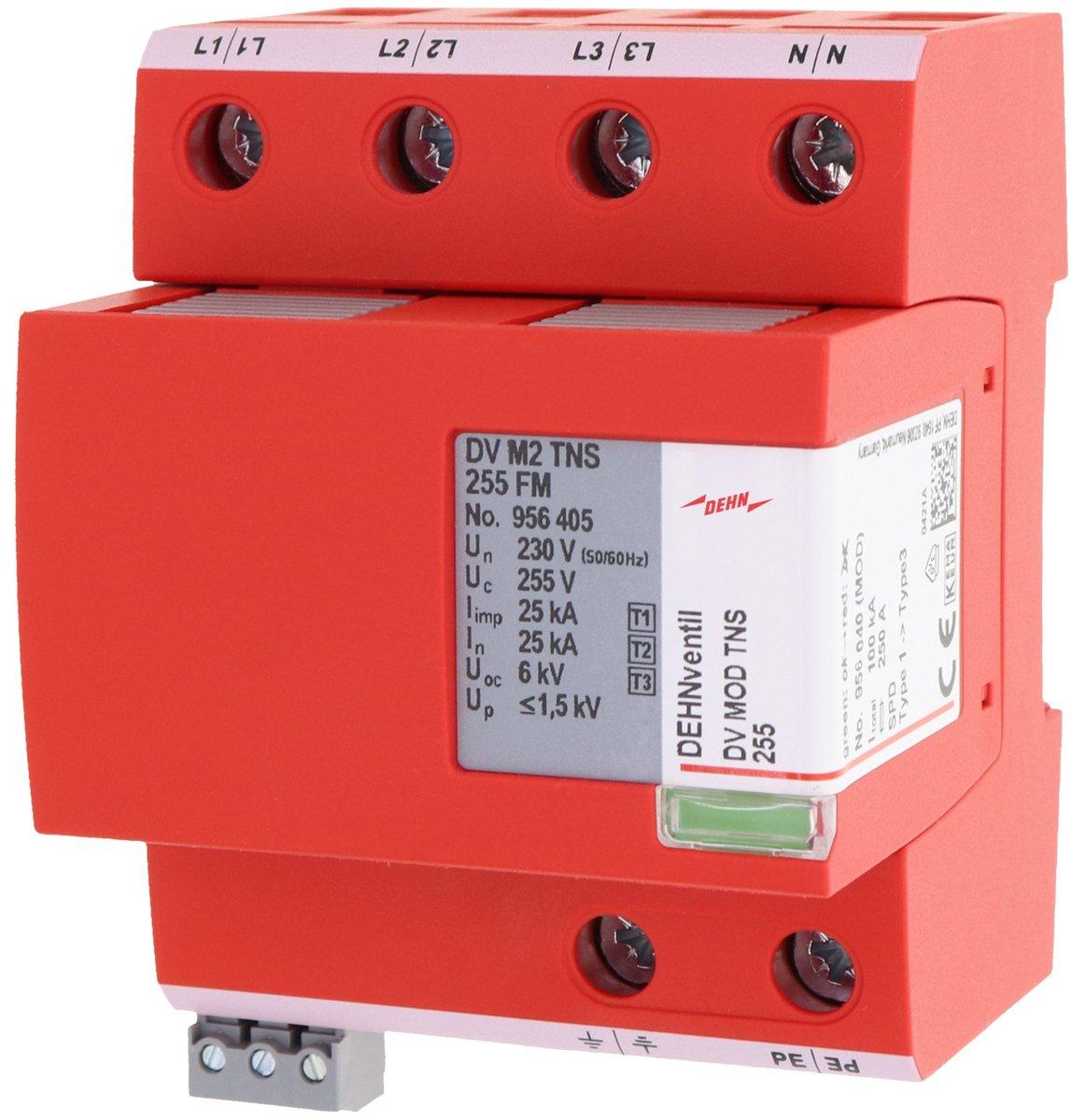 Kombi-Ableiter Typ1+2+3 DEHNventil M2 vierpolig für TN-S-Systeme mit FM