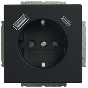 USB-Steckdosen-Einsatz SCHUKO Safety+ mit USB A / C schwarz matt - 63x63