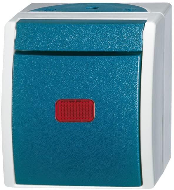 Wippkontrollschalter Aus- und Wechselschaltung mit Lampe grau/blaugrün - ocean