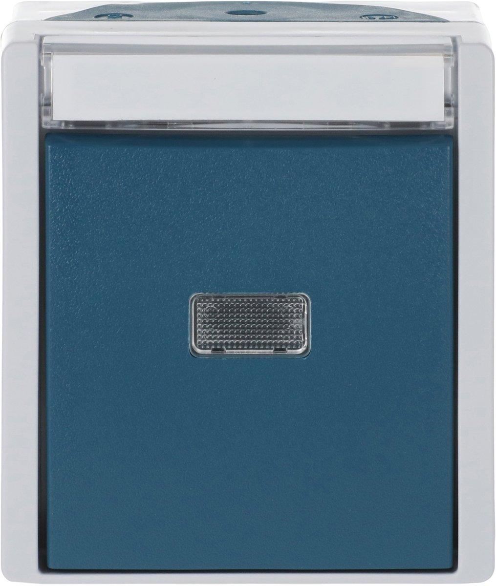 Wipptaster mit Beschriftungsfeld 1-polig beleuchtbar grau/blaugrün - ocean