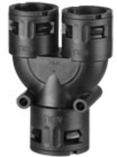 Y-Verteiler für Wellschlauch Polyamid schwarz AD 2 x 34,5/AD 1 x 42,5