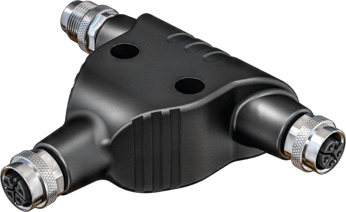 T-Stück M12 Power St. S-kod. / 2x Bu. S-kod.