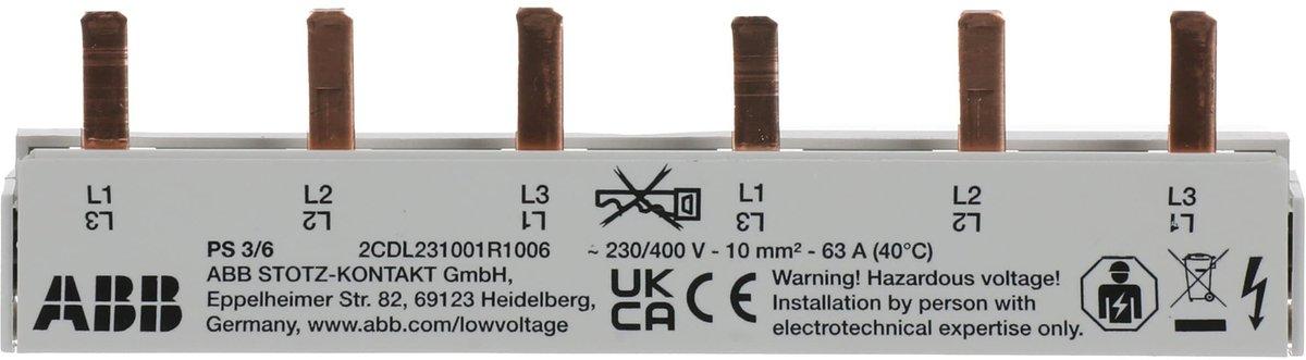 PS3/6 Phasenschiene 3Ph.,6Pins,10qmm