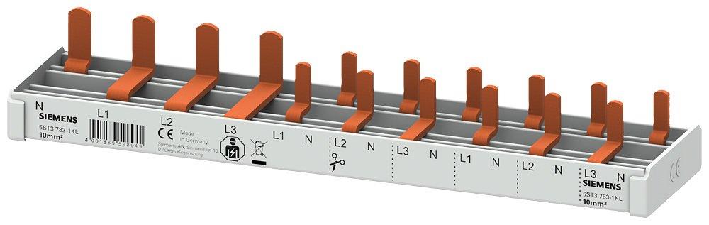 Stiftsa.schiene kompakt 10mm2 Anschluss: 3p/N (FI N-links) 1x FI 4-pol