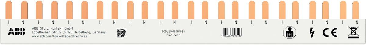 FlexLine Phasenschiene 1-phasig 12x1+N 10mm² 24 Pins