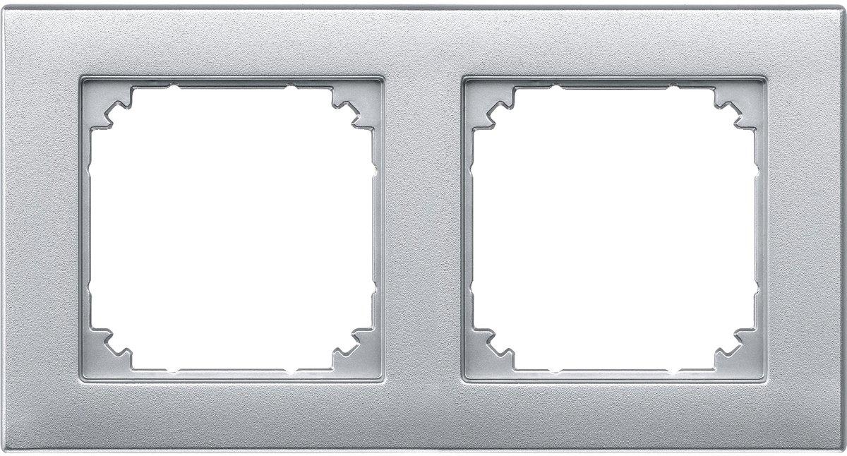 Abdeckrahmen 2-fach bündiger Einbau aluminium matt