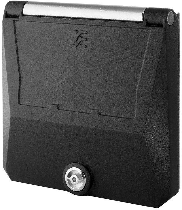 Einbaugehäuse Farbe: schwarz (ähnlich RAL 9005) IP65 in geschlossenem Zustand