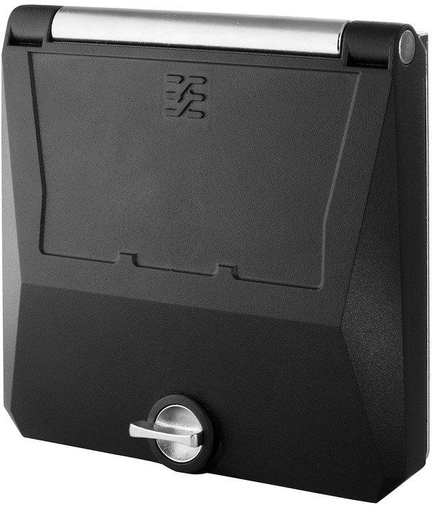 Einbaugehäuse Farbe: schwarz (ähnlich RAL 9005) IP65 in geschlossenem Zustand