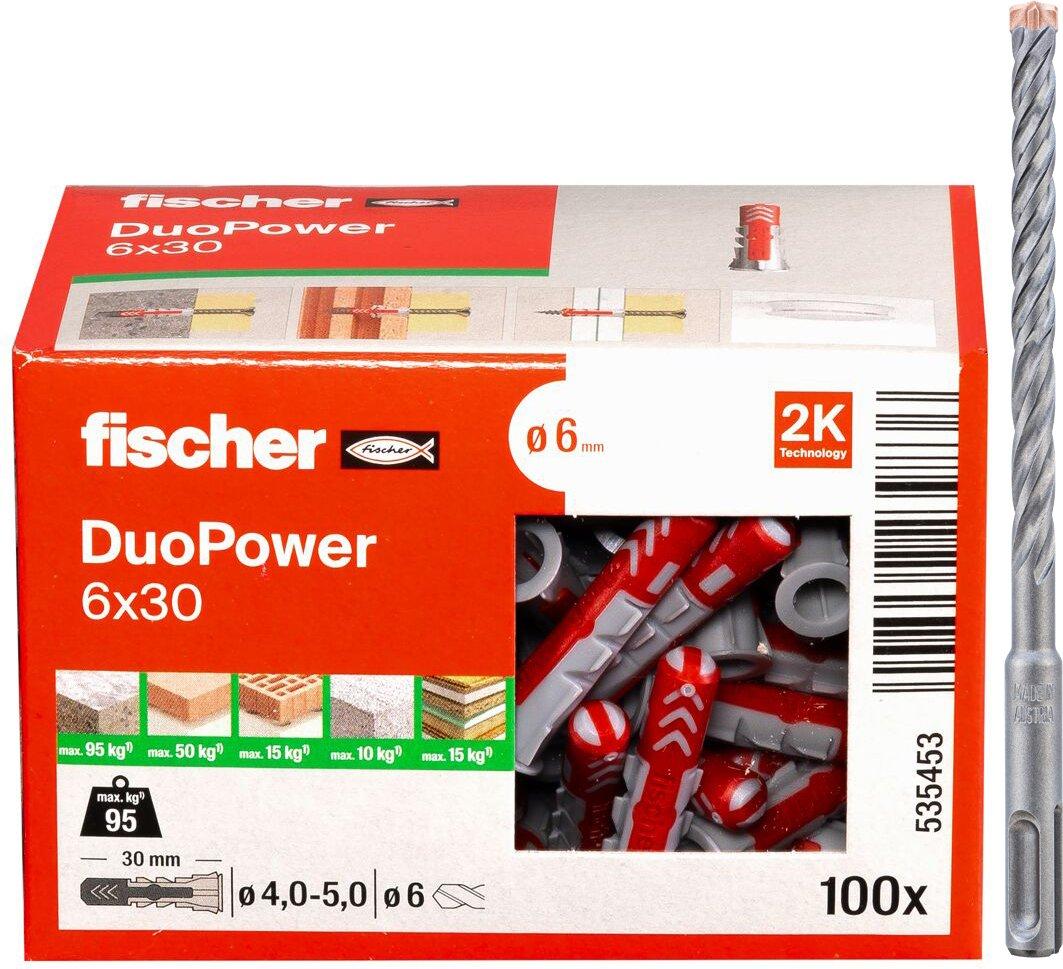 SDS-plus Hammerbohrer Force-X  L=160/100 Ø 6 mm mit DUOPOWER Dübel 6x30